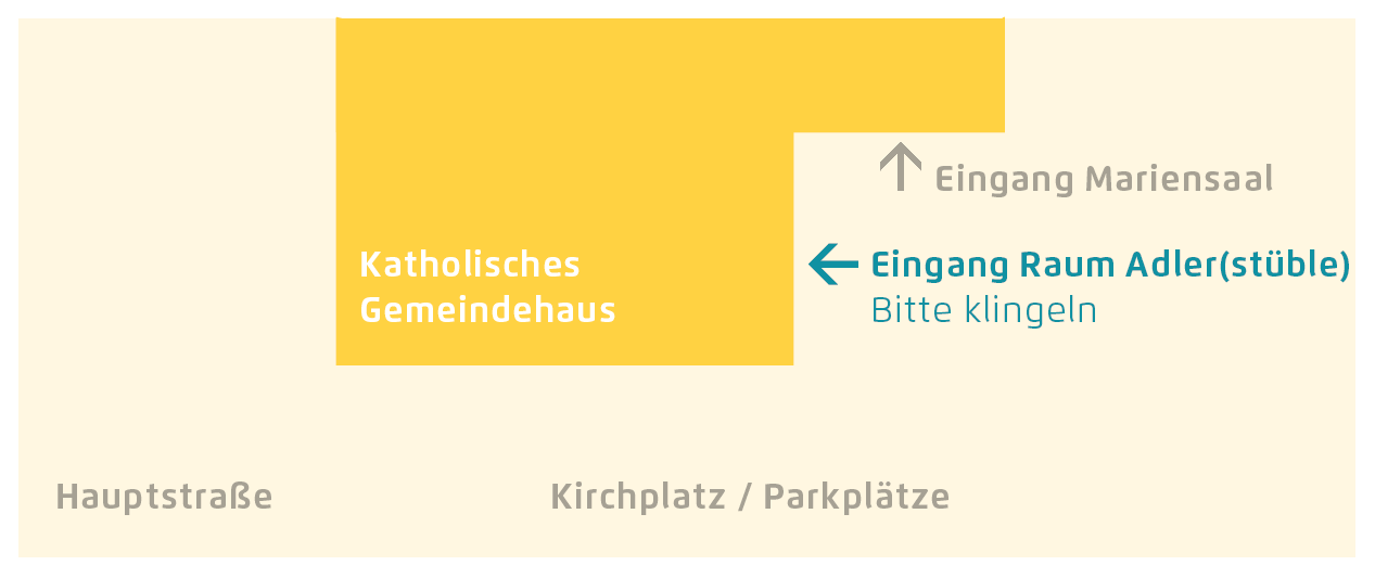 Eingang zum Mariensaal und Adlerstüble im Gemeindehaus Kirchzarten